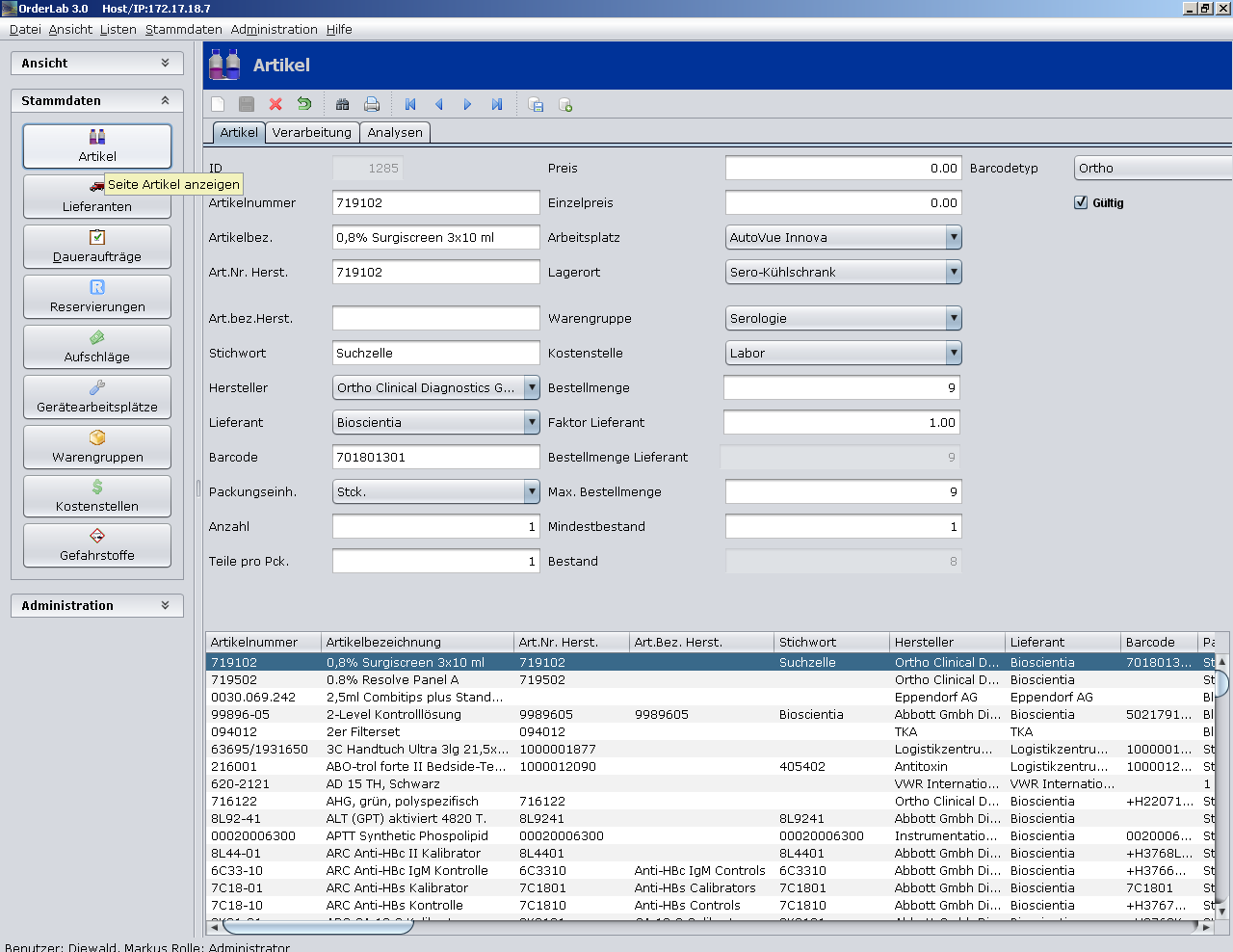 OrderLab Artikelstamm